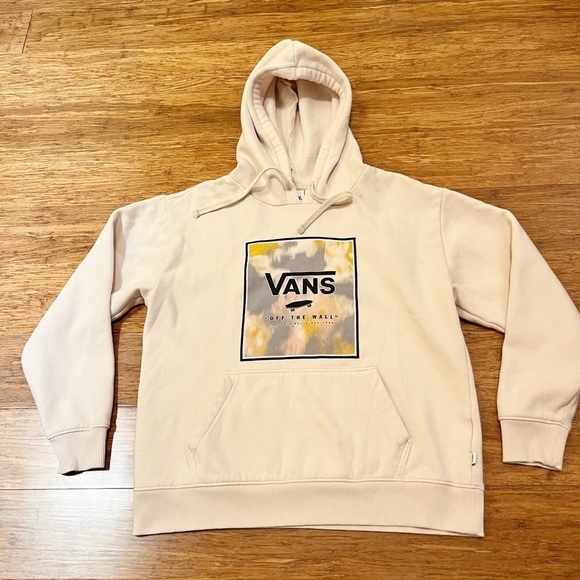 VANS Boxed In Grunge BFF Hoodie light tan, cream, w/ tie dye details. Size Small - Picture 3 of 12